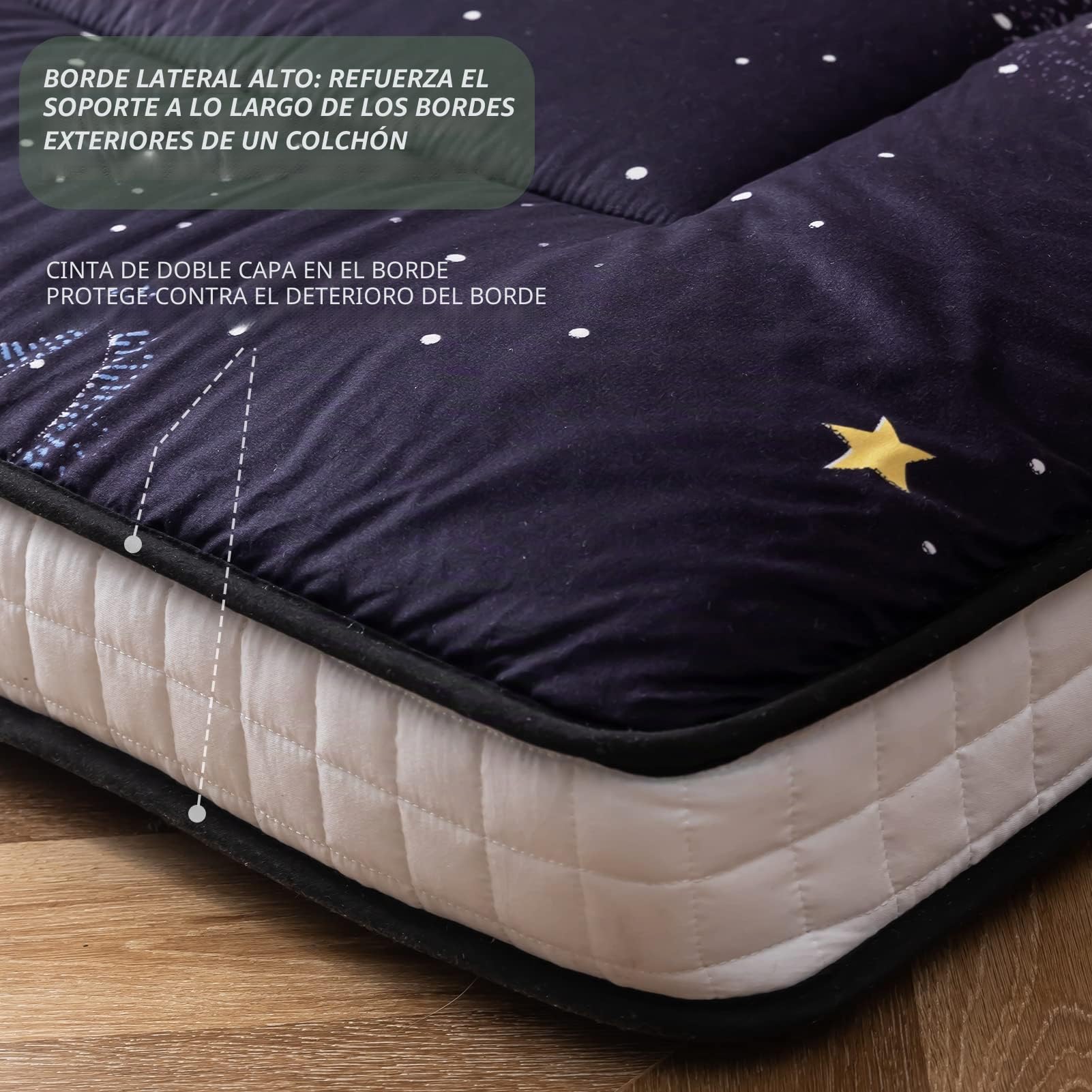MAXYOYO Colchón futón, colchón japonés acolchado de suelo, colchón acolchado para colchón, colchón plegable extra grueso, colchoneta de suelo transpirable, cama de invitados (luna y estrellas, 90 x