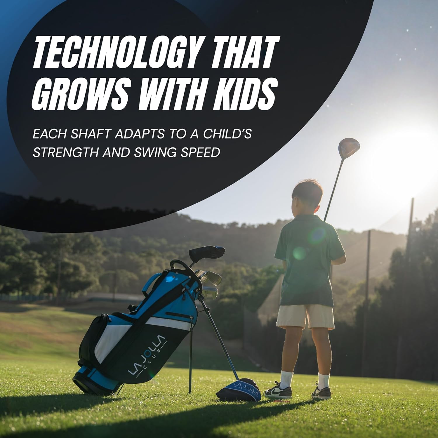Junior Golf Set – Lightweight Alloy Driver, Stainless Steel Irons & Zinc Putter | Includes Dual-Strap Stand Bag