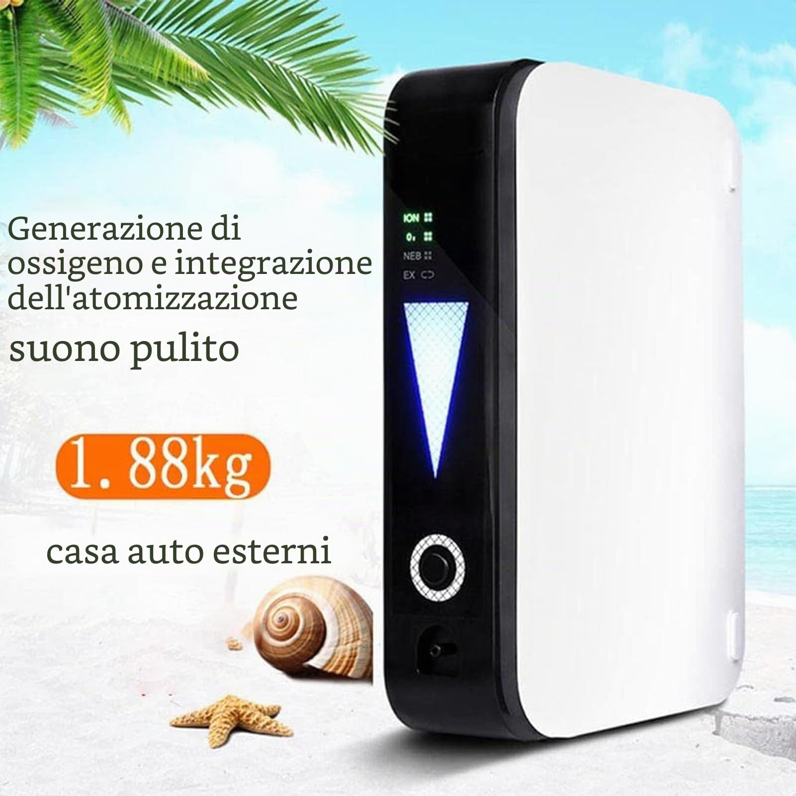 Concentratore di Ossigeno Portatile，90% ± 3% Elevata Purezza 1-2L/min Macchina per Ossigeno Regolabile,Adatto per Anziani E Donne Incinte, Famiglie E Viaggi