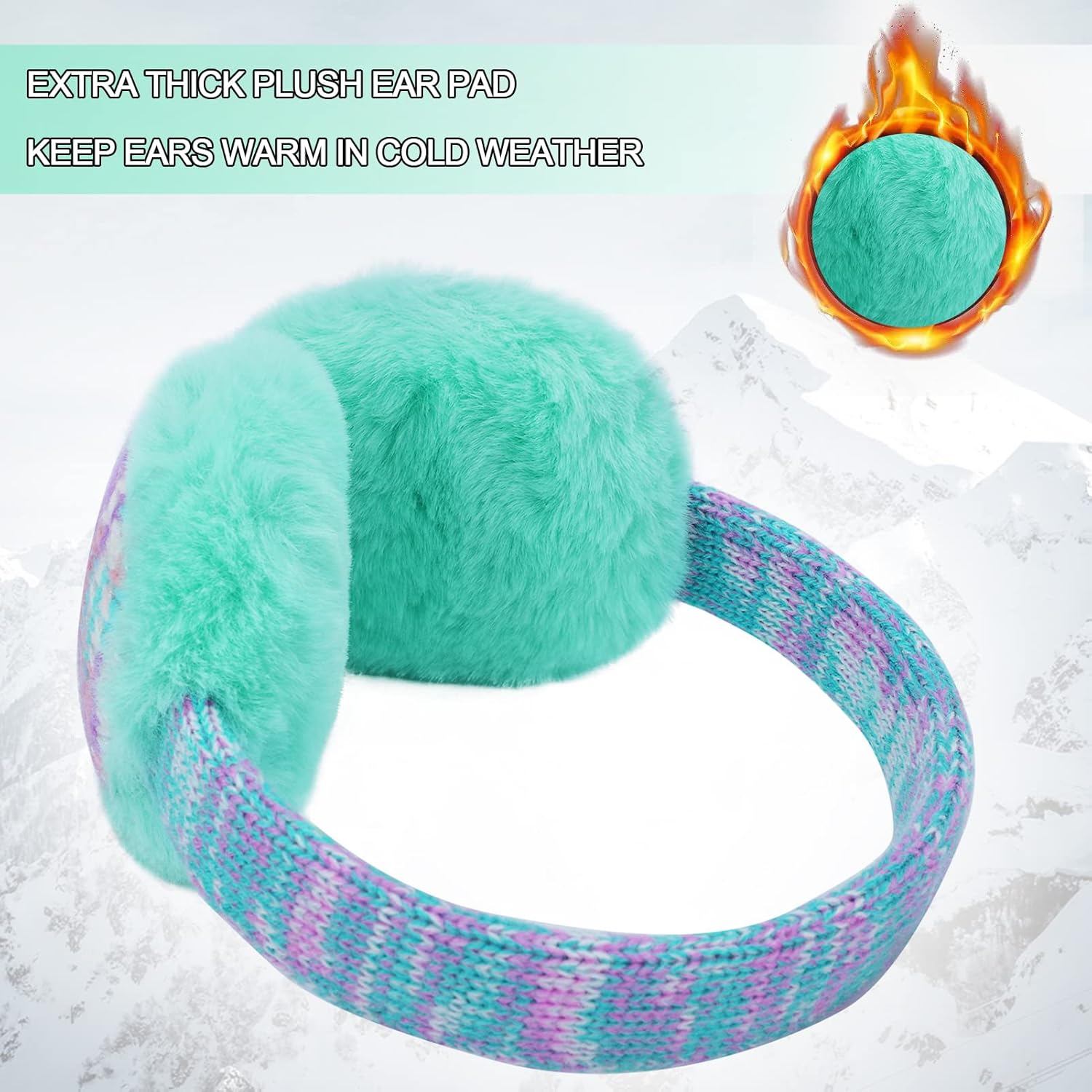Kids Knit Earmuffs Winter Outdoor Ear Warmers Soft Plush Ear Covers for Girls 4-16 Years - Image 3