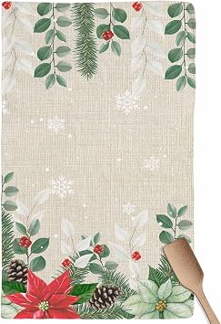 Kitchen Towels Vintage Christmas Pine Needles Dish Towels-1 Pack,Highly Absorbent Tea Towel with Hanging Loop,Pine Cones on Linen Soft Hand Towels for Drying and Cleaning Dishes