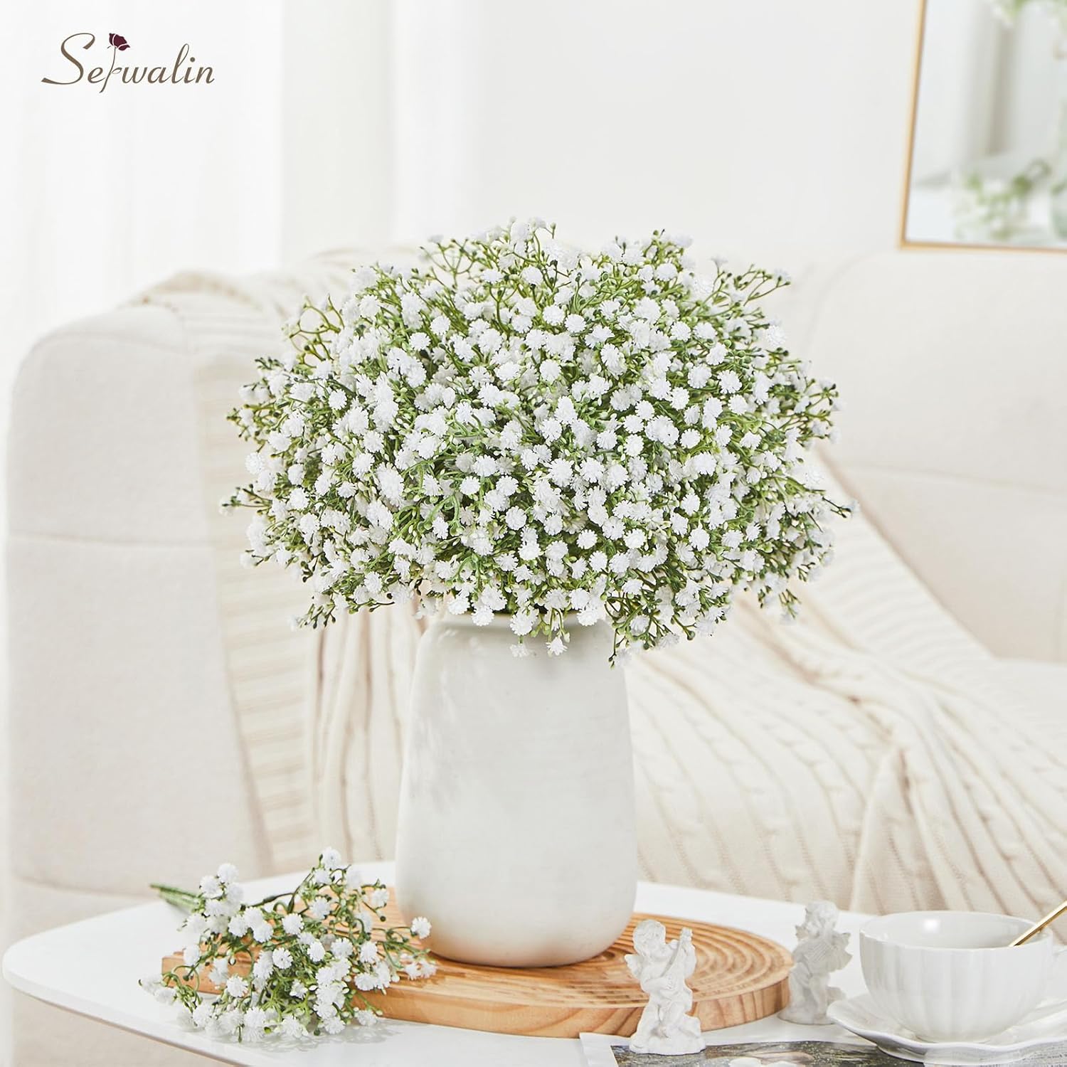 Serwalin π―π―π£π°π Babys Breath Artificial Flowers, Faux Baby Breath Flowers Artificial Bulk Fake White Gypsophila Bouquet Real Touch Flowers for Wedding Floral Arrangement Party Home Decor - Image 7