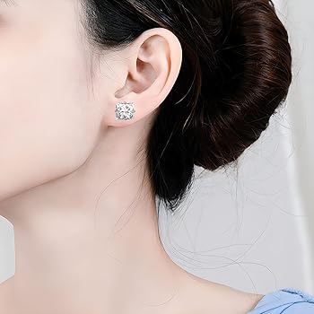 Orecchini Hip Hop Nickel-free Orecchini Borchia Quadrata Uomo In Argento Sterling 925 Con Zirconi 6 Mm - Chiusura Push Back, Senza Nickel Orecchini Quadrati Con Zirconi - Foto 4