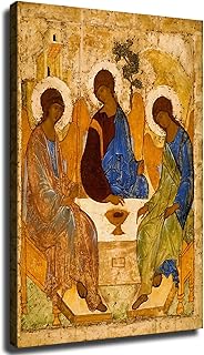 Andrei Rublev Painting Holy Trinity Icon Posters and Wall Art Picture Decor Canvas Prints Framed and Unframed (Framed,08×12inch)