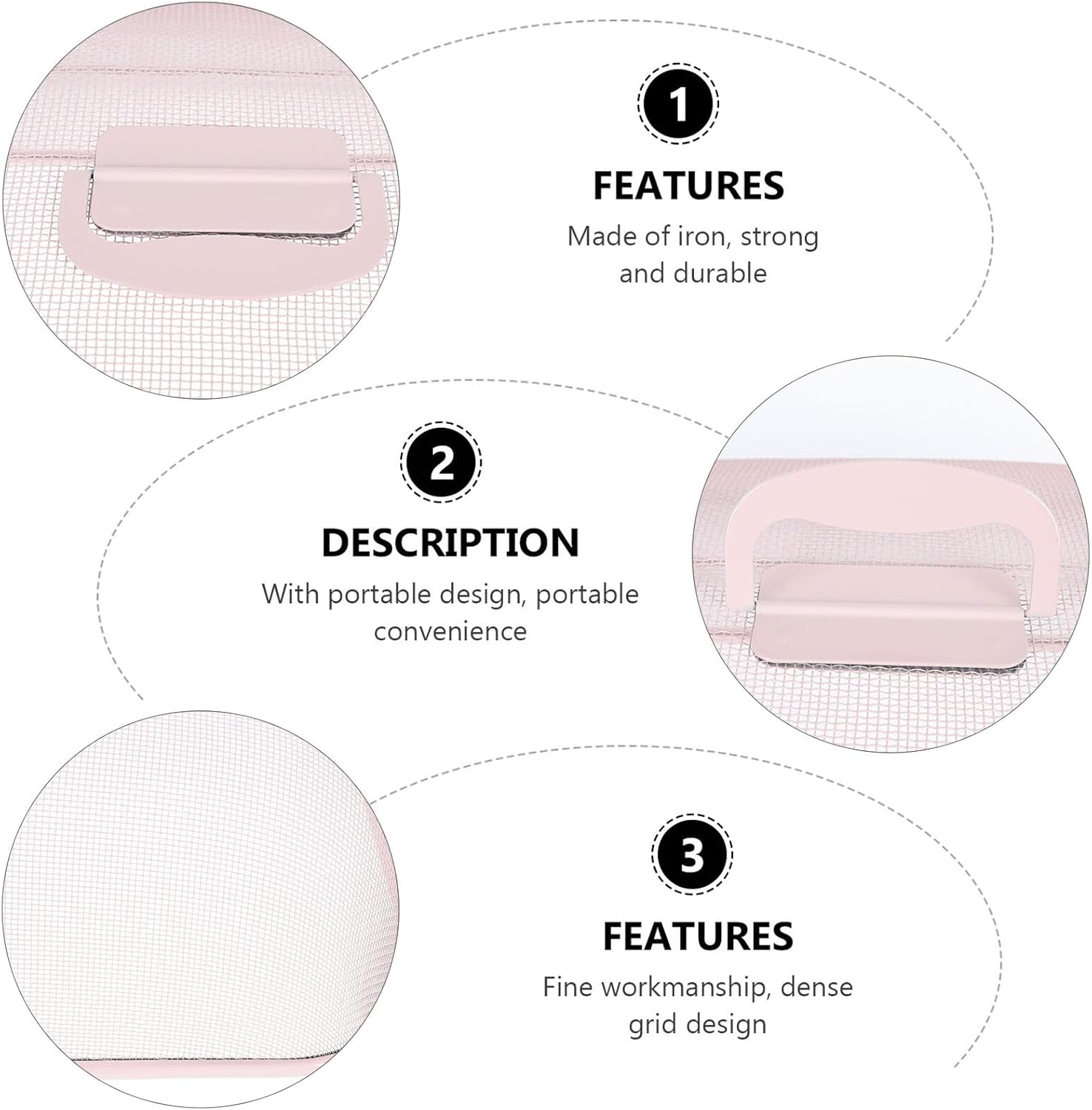 Wrought Iron Food Protective Cover Tent Large Square Pink Dustproof Food Cover for Kitchen and Dining Table