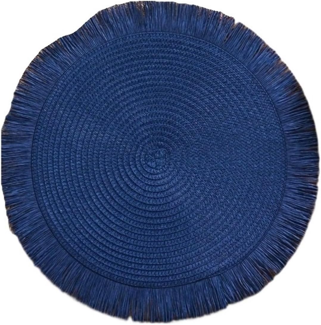 6pcs Style Paper Round Placemats with Tassels, Simple Decorative Table Mats for Dining Room and Living(Khaki-6pcs)
