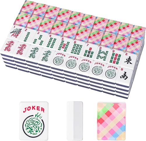 Set of American Mahjong Tiles, 166 Premium Acrylic Tiles with Colorful Prints(1.2”,Tiles Only Set)