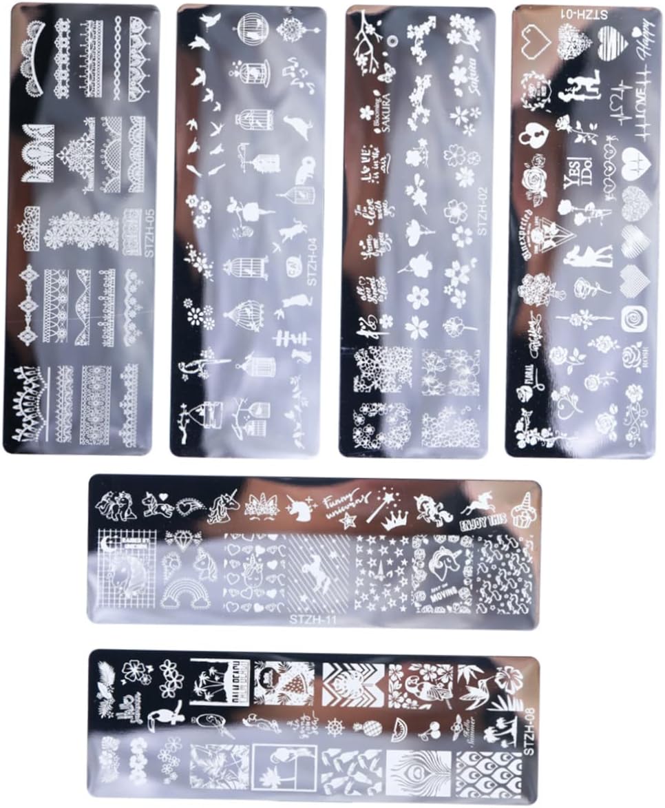 SOESFOUFU 6Pcs Nail Transfer Circuit Board Nail Polish Kit Nail Stamping Template Metal Stamp Plate Manicure Kit Nail Tools Manicure Tools Manicure Templates Nail Art Templates