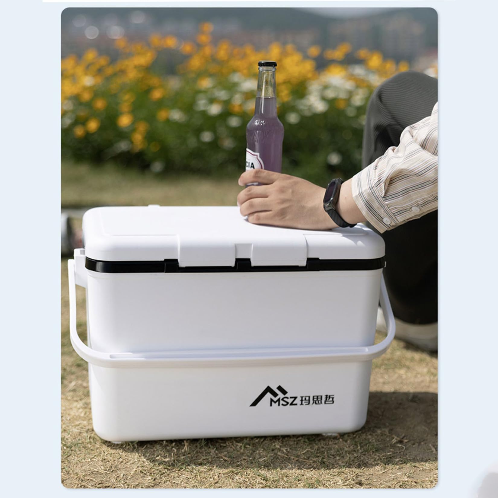 Glacière Portable de Grande capacité, 24 Heures de Refroidissement, Blanche