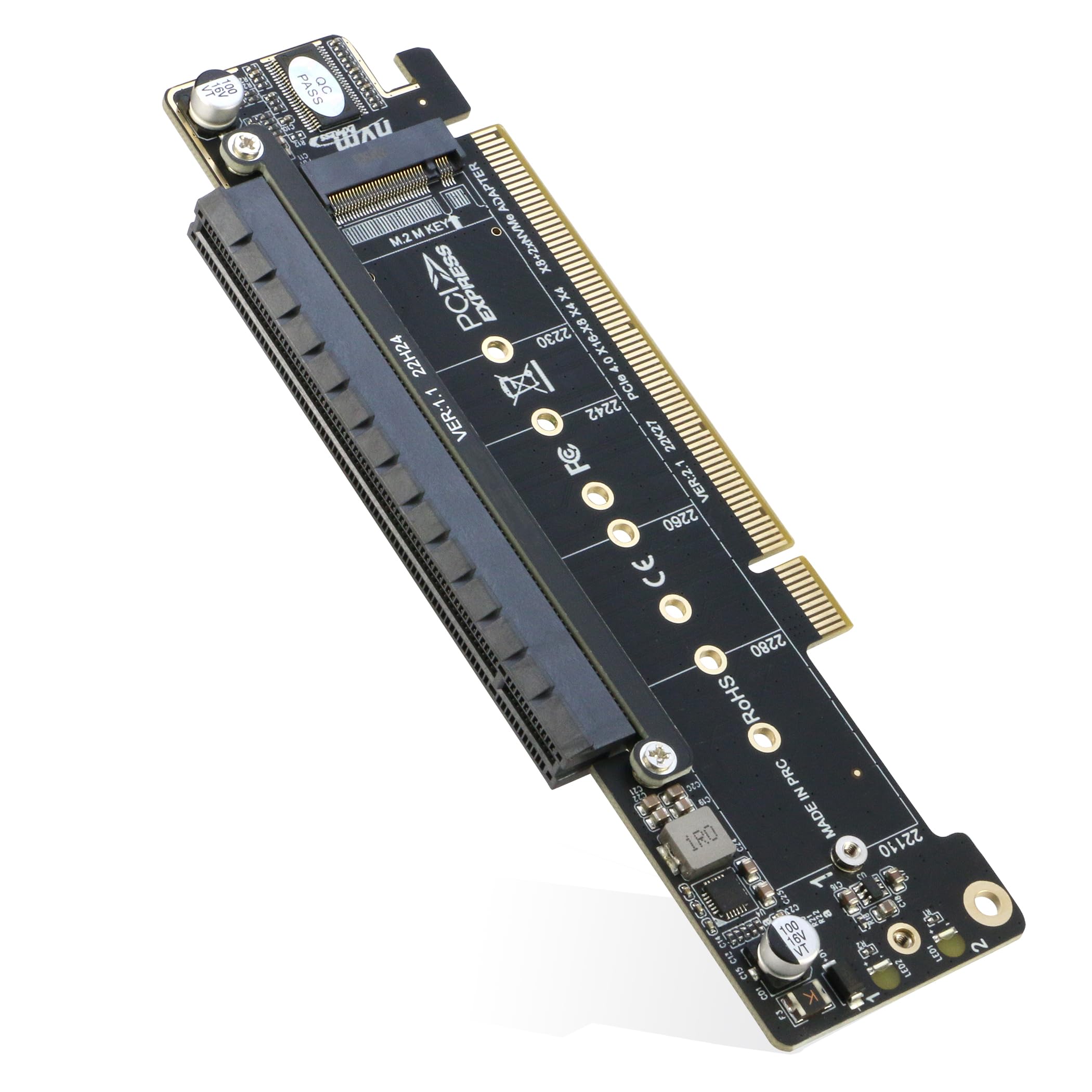 RIITOP Dual NVMe PCIe Adapter, PCIe 4.0 X16 to Dual NVMe and 1x More PCIe x16 (x8 Signal) Adapter for 22110/2280/2260/2242/2230 M.2 NVMe SSD (PCI-e Bifurcation Required)