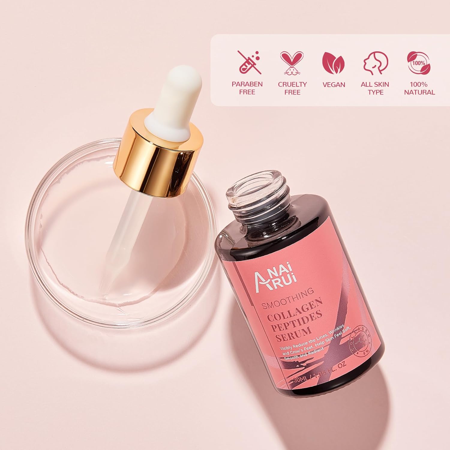 Collagen Peptide Serum with Hyaluronic Acid and Acetyl Hexapeptide-8, Face Plumping, Improve Skin Elasticity, Collagen Peptides Serum for Face 1 fl.oz - Image 7