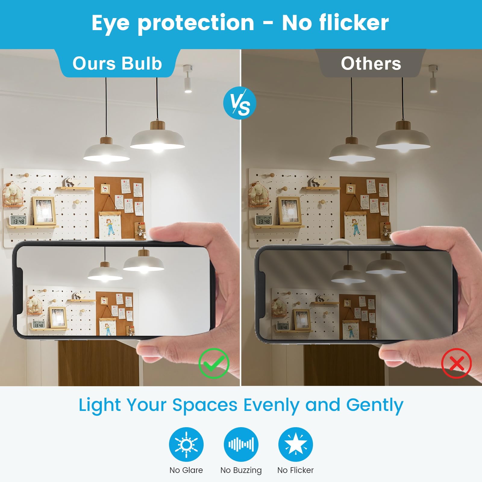 Torkase A19 LED Light Bulbs 60-80 Watt Equivalent 9 Watt 800 LM Bright Standard LED Bulbs Non-Dimmable E26 — view 4