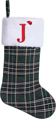Miniatura 59 de Calcetines de Navidad bordados con monograma inicial de 20 pulgadas, decoración de Navidad, calcetines personalizados, decoración de temporada Negro