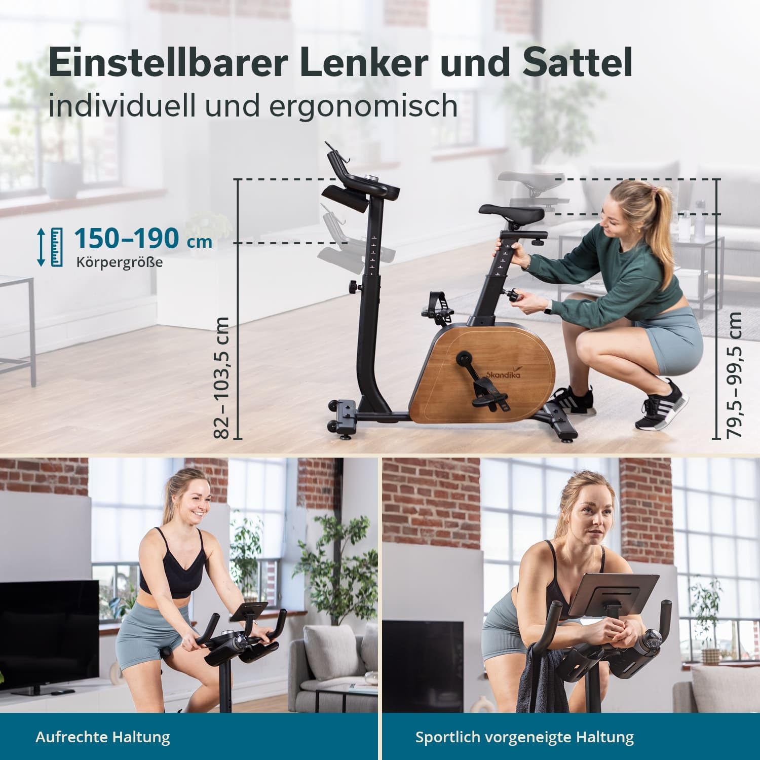 Skandika Trevek P12-G rower treningowy | ergometr rowerowy z generatorem prądu, hamulec magnetyczny, 16 poziomów oporu, regulowane pedały, siodełko i kierownica, trener domowy, ergometr, rower