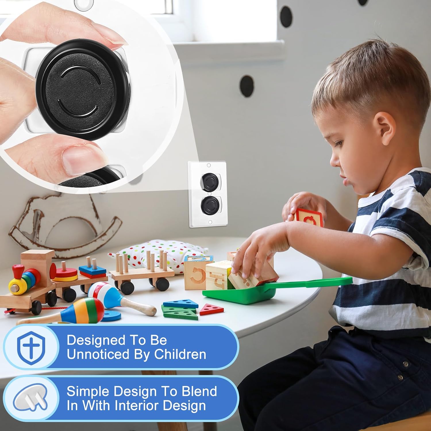 Thyle 100 Pcs Baby Outlet Covers Bulk, Child Safety Plug Protectors, Black image 3