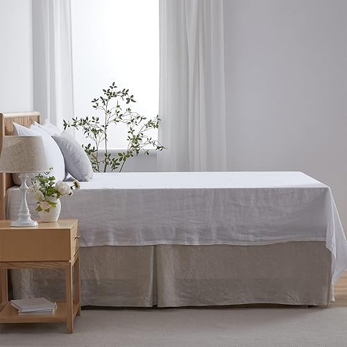 Miniatura 6 de Simple&Opulence Falda de cama de lino de alta calidad, estilo básico de 18 pulgadas, a prueba de caídas, polvo, fácil ajuste, transpirable (lino