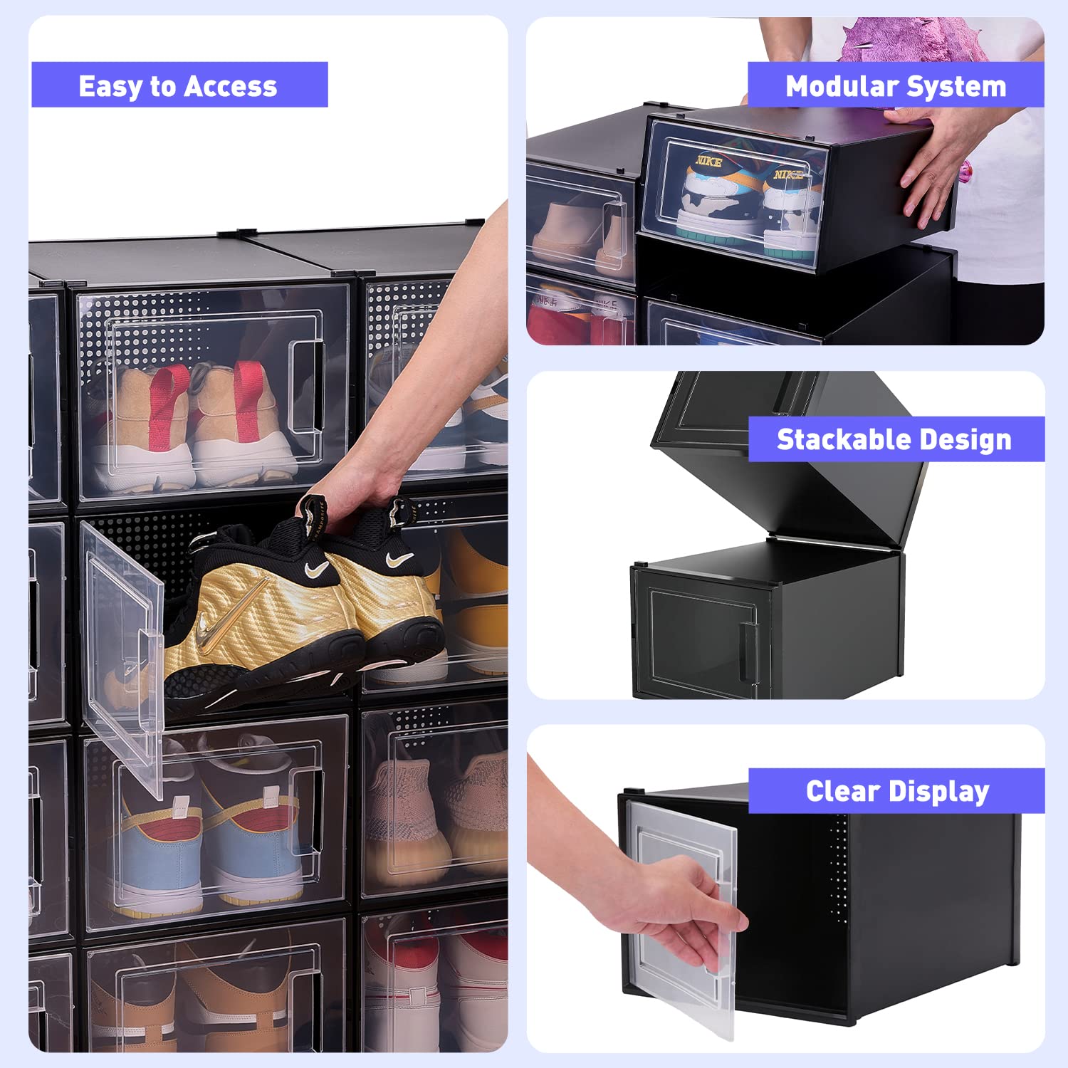 Amazon.co.jp: クローゼット用シューズオーガナイザー クリアシューズ