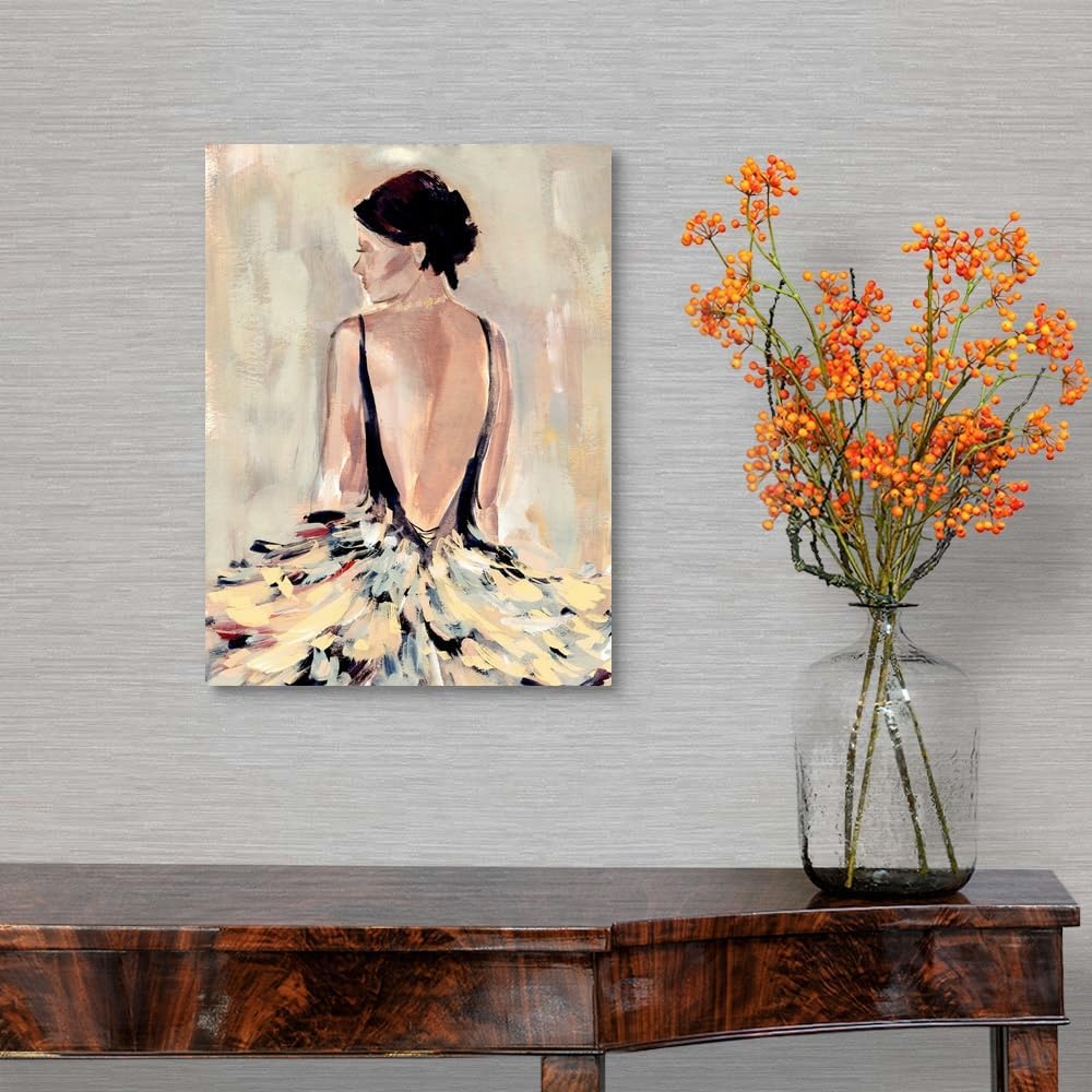 CANVAS ON DEMAND to the Gala II Canvas Wall Art Print by Annie Warren, Figurative, Glam, Home Decor, Woman, Danseuse Artwork,12" x16in