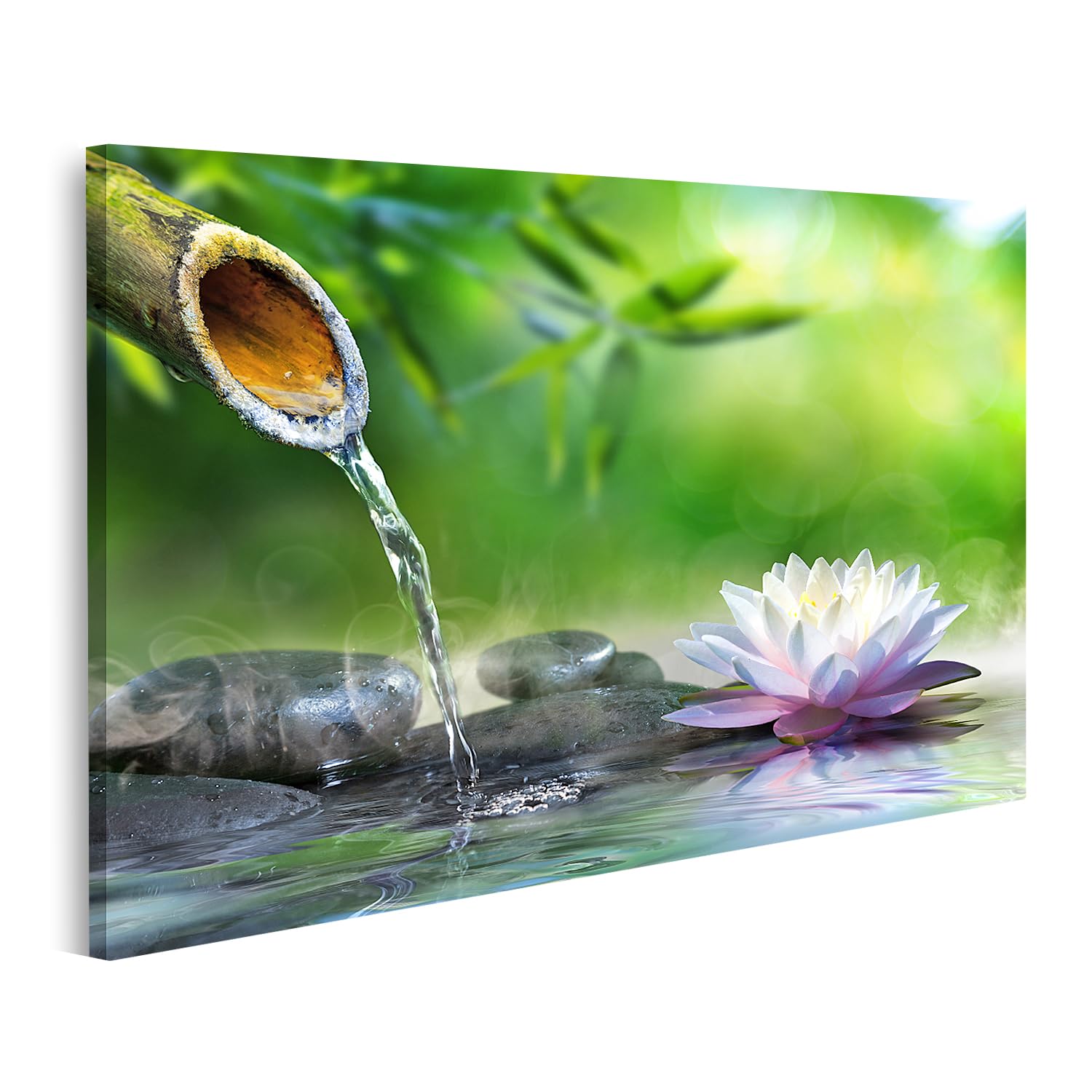 islandburner Tableau sur toile Bambou Eau Fleur de lotus dans le jardin Images murales Poster