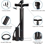 Bike Pump Portable, Bicycle Tire Inflator with High-Pressure Buffer, Ergonomic Bike Floor Pump, Bicycle Air Pump with Inflation Needle Compatible with Universal Presta and Schrader Valve -130Psi Max
