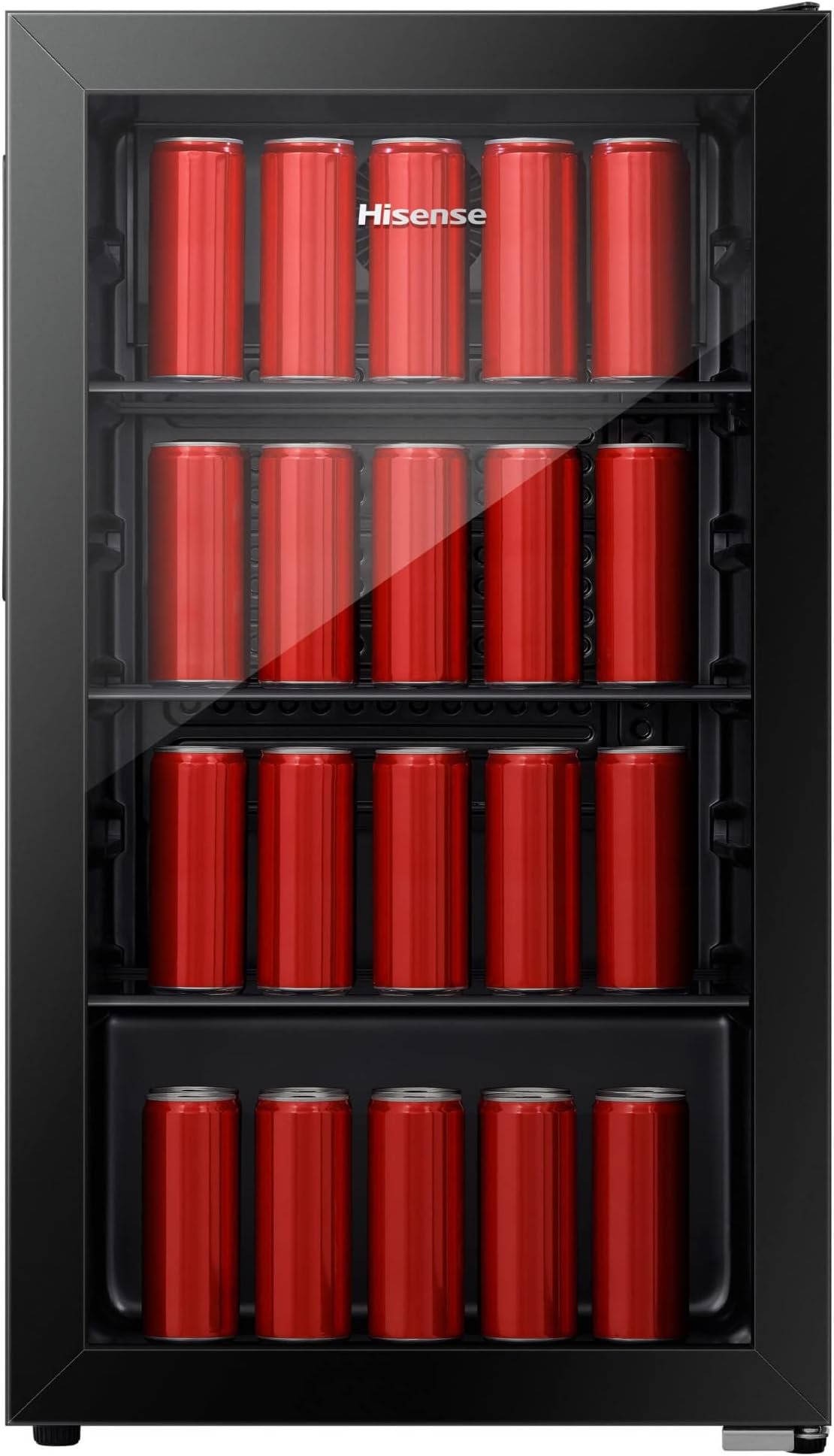 Hisense 122 Liter Chiller Single Door Beverage Cooler, Color Black, With LED Light, Digital Touch Control, Glass Door, Model RBC122N4ASU -1 Years Full & 5 Years Compressor Warranty.