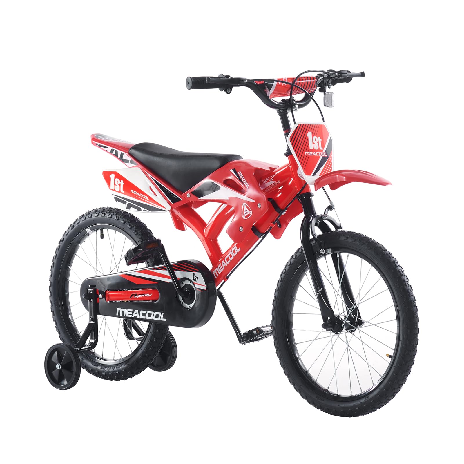 BSTSEL 12" 16" 18" Kids Bicycle Moto Motorcross Bike with Removable Stabilisers Wheels for Boys&Girls Ages 2-9 Years Old Children 16/18 inch Motorcycle Bike Gift (Red, 18 inch)