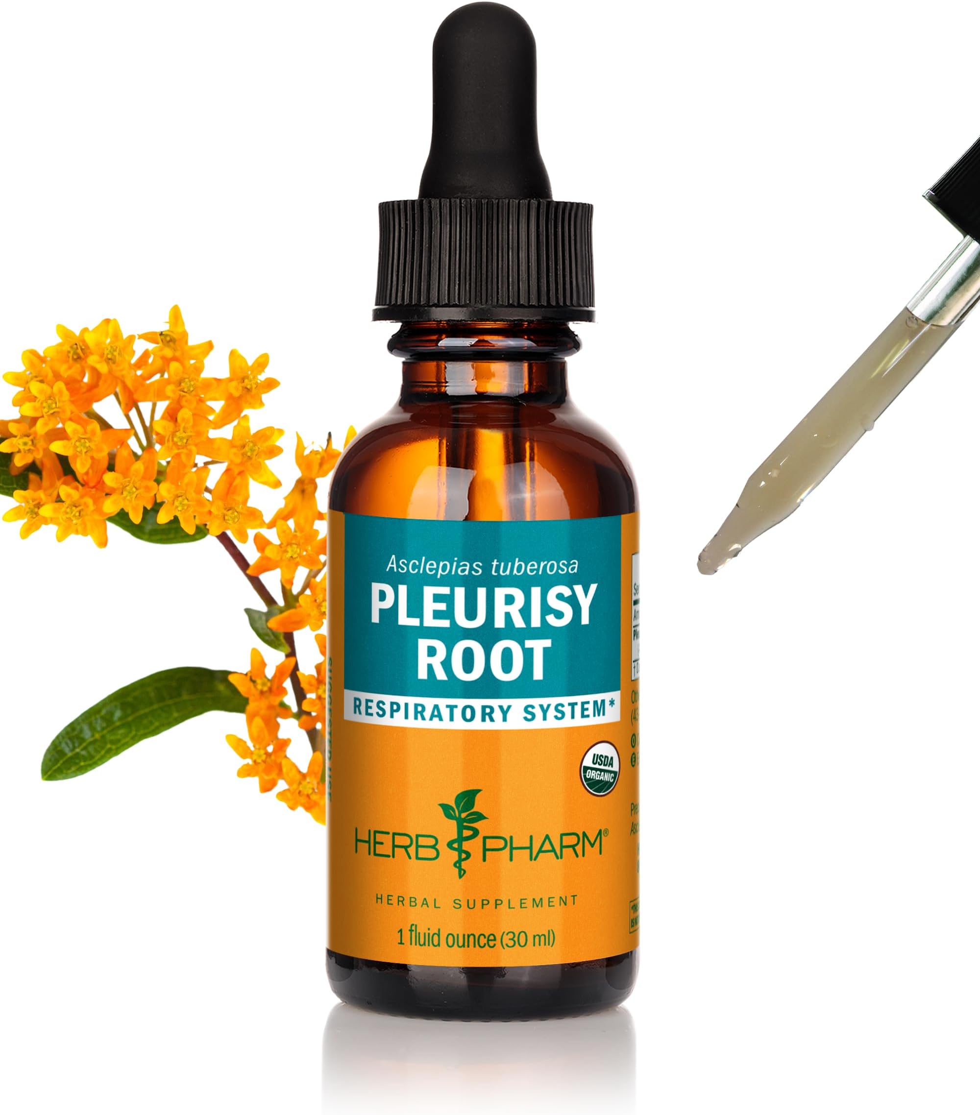 Herb Pharm Certified Organic Pleurisy Root Liquid Extract for Respiratory System Support - 1 Ounce