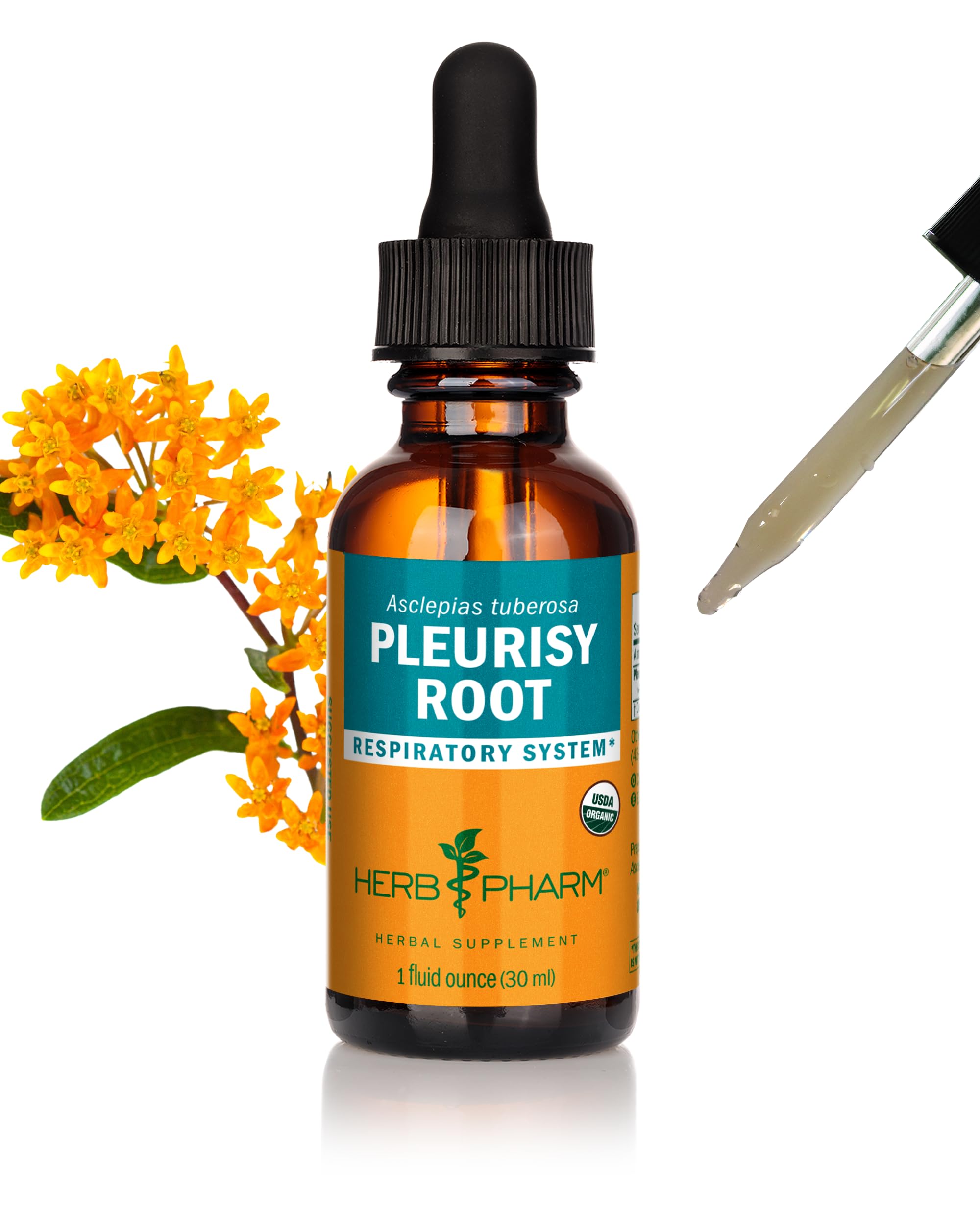 Herb Pharm Certified Organic Pleurisy Root Liquid Extract for Respiratory System Support - 1 Ounce
