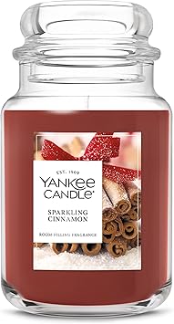 40% off: Yankee Candle, Sparkling Cinnamon Fall Scented Candle, 22oz Large Jar with up to 150 Hour …