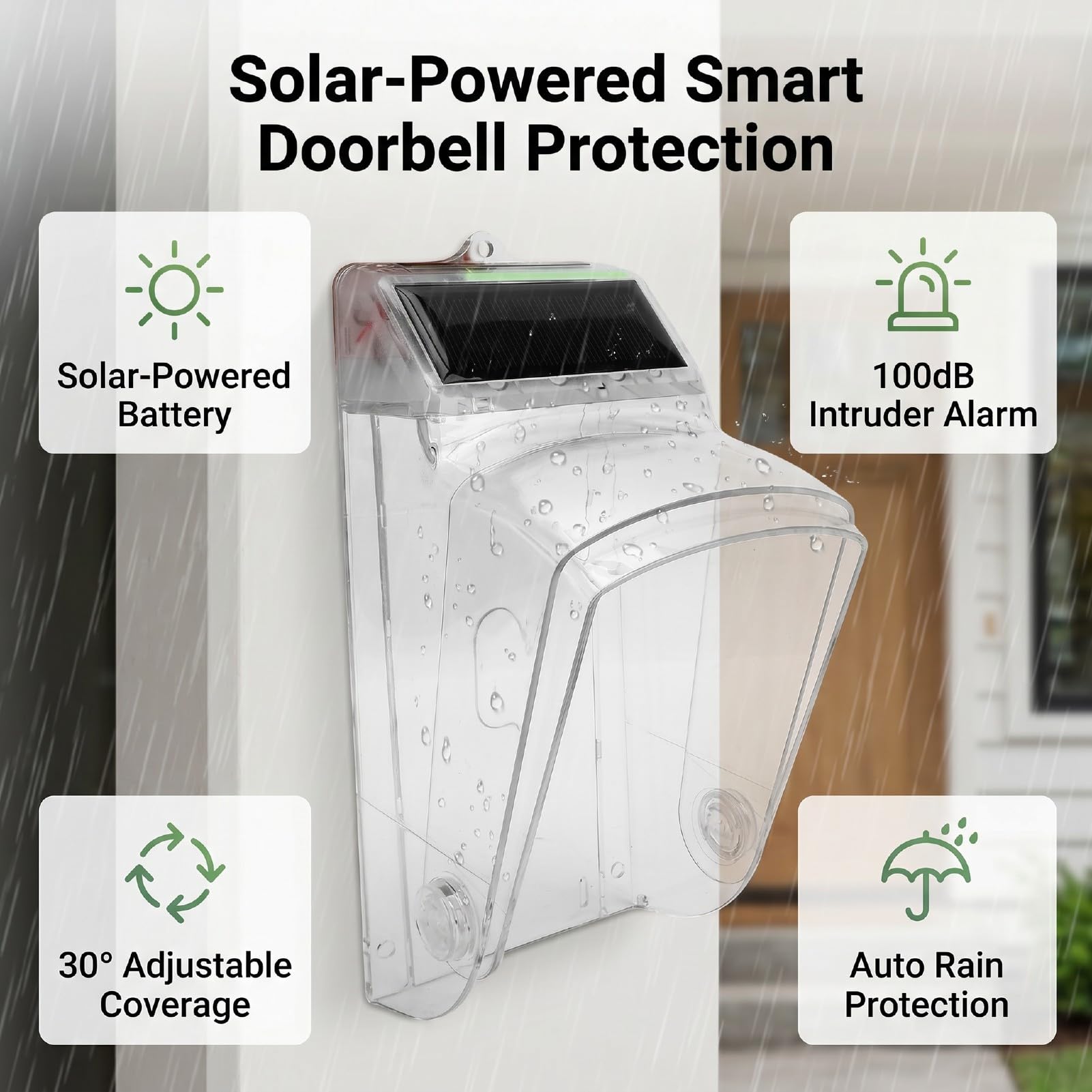 Generic Couvercle de Sonnette Solaire Transparent pour une Protection Améliorée et des Fonctionnalités de Rotation à 30° pour Toutes les Conditions Météorologiques - Matériau PC Durable