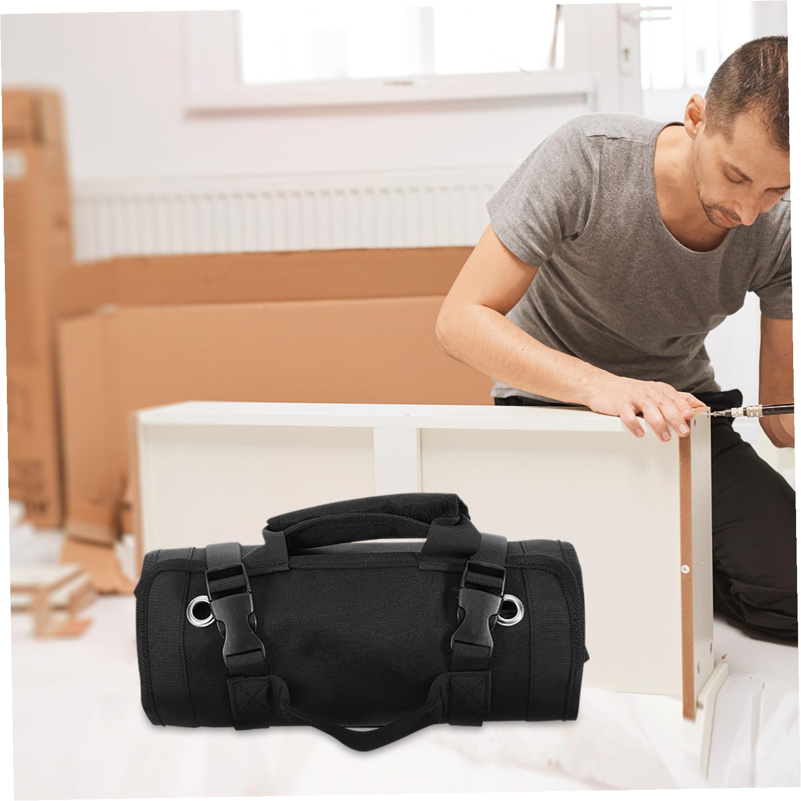 Gatuida Sacoche Outil Enroulable Petit à Outils Organisateur de Rangement pour Clés de Bricolage avec Fermeture Éclair Petit à Oxford