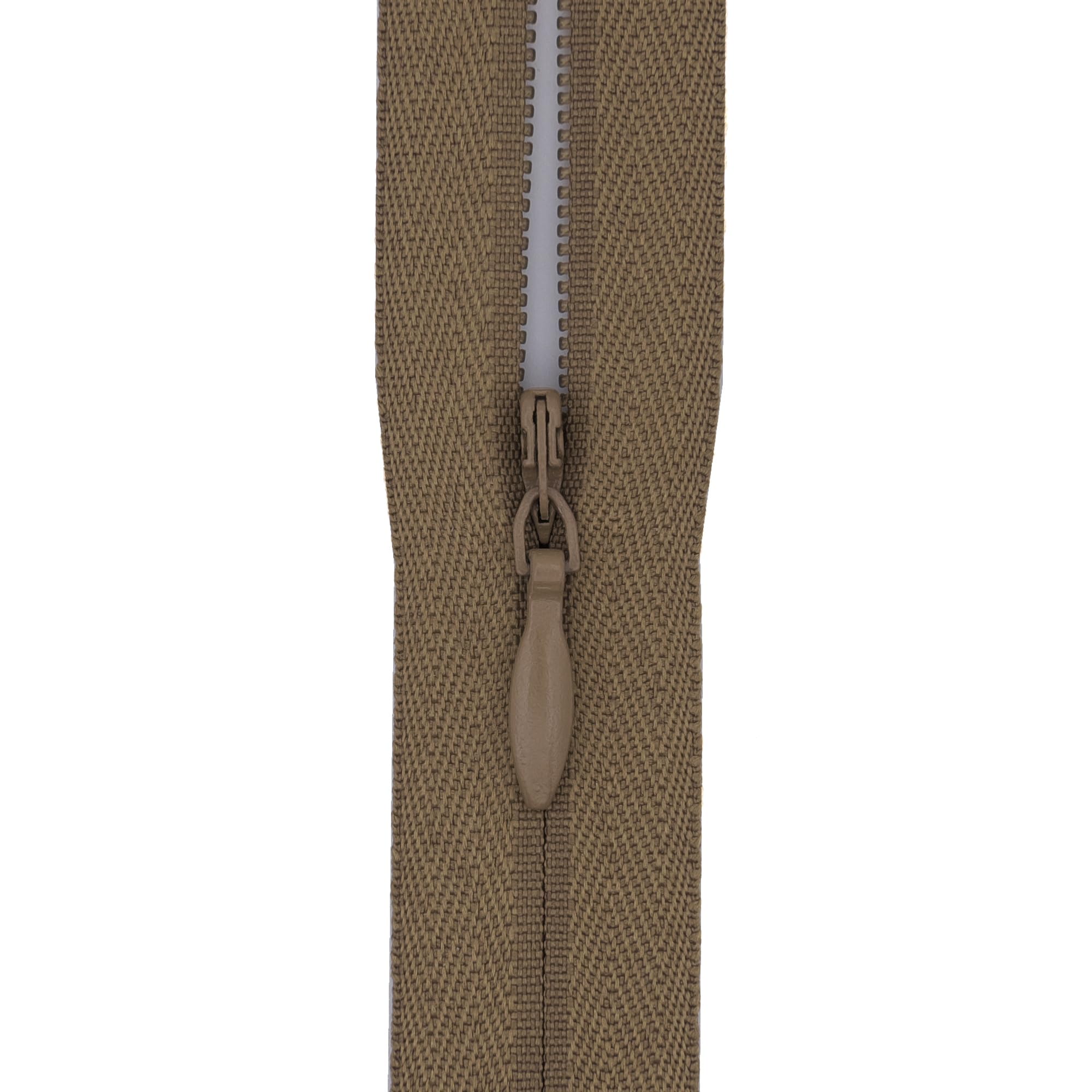 #3 Woven Tape Invisible Zip (Close End), 9 inch (23cm) for Skirts, Dress Side-Seams & Small Lumbar Cushions - Professional Nylon Coil Zips for Sewing & Dressmaking - 1 Zip (Dark Khaki-Taupe)