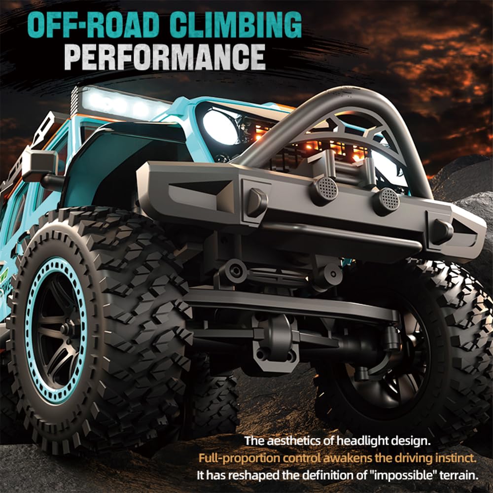 RC Crawler pojazd wspinaczkowy 1/20, zdalnie sterowany model ciężarówki 4WD Off-Road All Terrain, samochód wspinaczkowy terenowy, silnik bezszczotkowy 2,4 GHz, SG206PRO, 3 baterie (niebieski)