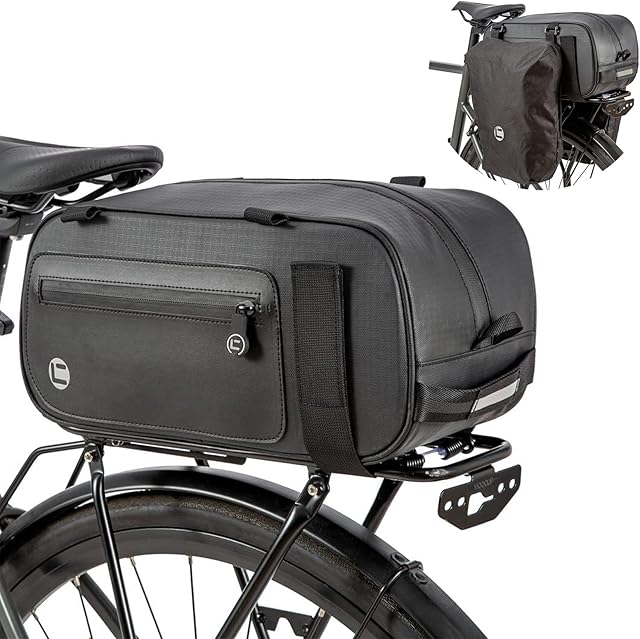 Bike Bag Bicycle Storage Pannier Saddle Bag 26L Multifuction Rear Bike Cargo Rack Bags with Reflective Strips Waterproof Travel Accessories Expandable Luggage Trunk Bag for Cycling