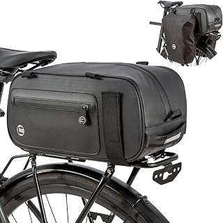 Bike Trunk Bag Bicycle Storage Pannier Saddle Bag 26L Multifuction Rear Bike Cargo Rack Bags with Reflective Strips Waterproof Travel Accessories Expandable Luggage Trunk Bag for Cycling