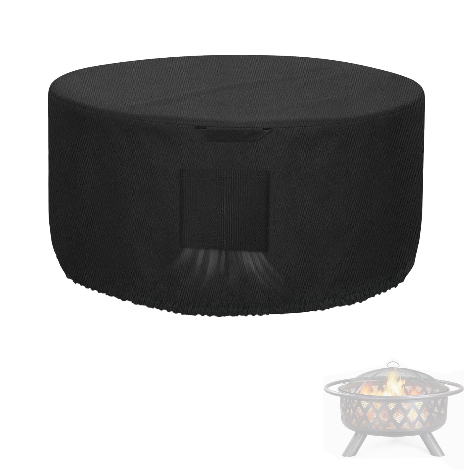 Kovshuiwe Round Fire Pit Cover Φ80 x H50cm, 420D Fabric Waterproof and Resistant, Outdoor Fire Bowl/Table Cover, Gas Fire Pit Cover