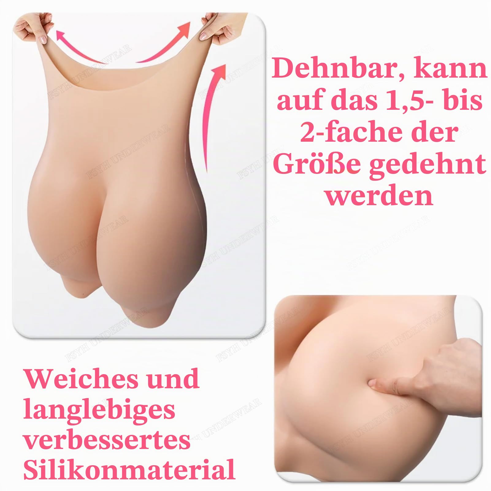 FSYH Silikon Po VergrößErungshose Body Shaper Enhancer Gepolsterte Push Up HöSchen füR Crossdresser Cosplay Drag Queen