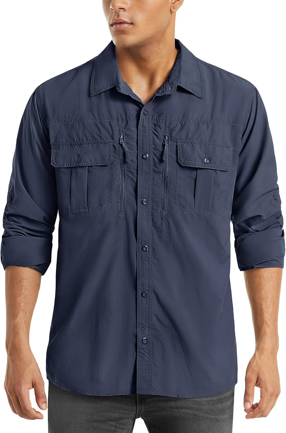 Amazon.co.jp: [KEFITEVD] 長袖シャツ メンズ 速乾 夏 ワークシャツ