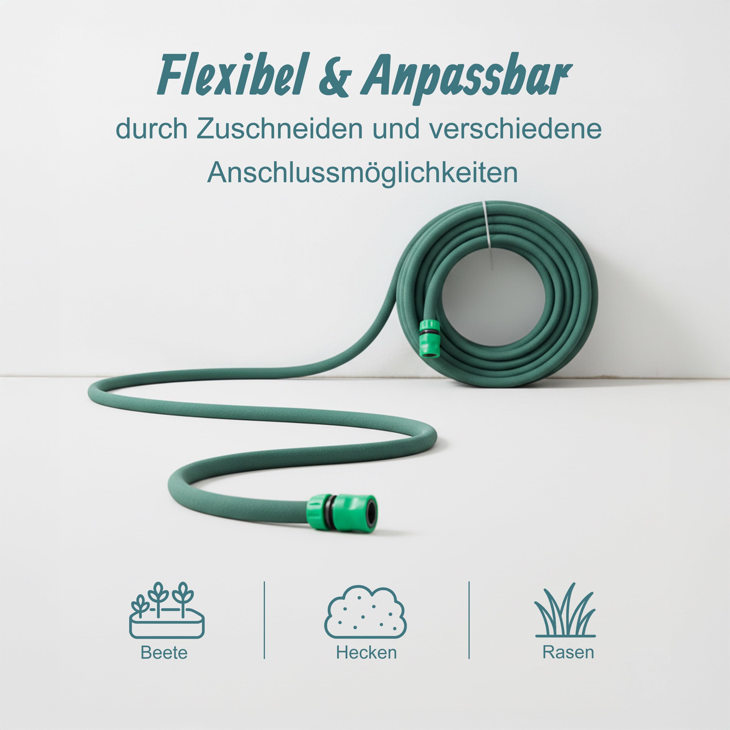 Relaxdays Tropfschlauch, Bewässerung, 50 m Perlschlauch, Hochbeet & Heckenbewässerung, Garten Bewässerungsschlauch, grün