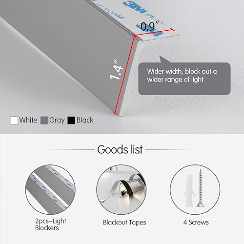 Miniatura 3 de ACMEART Bloqueadores de luz opacos, rieles laterales, canal lateral de PVC para persianas y persianas, pistas laterales fáciles de instalar para