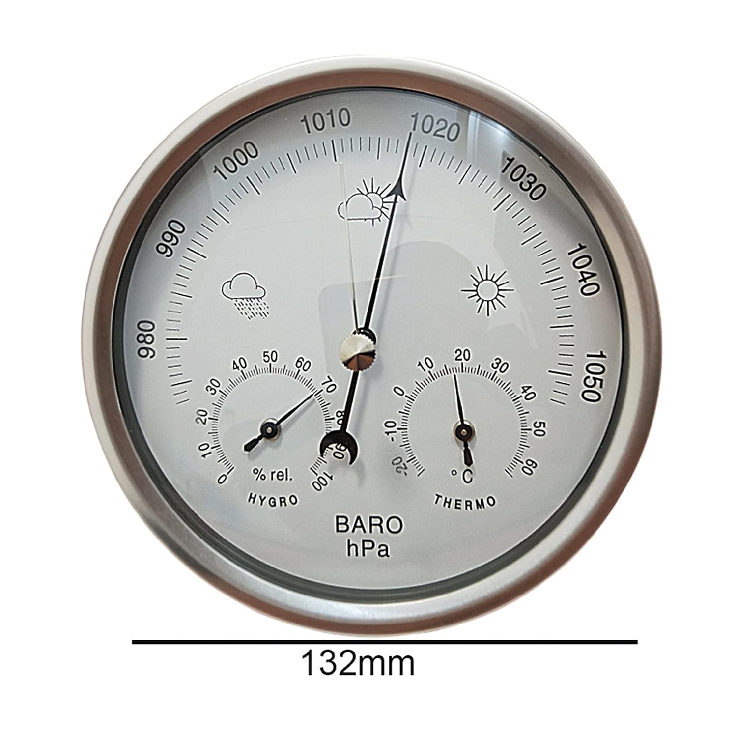 Barometer Thermometer Hygrometer,Barometer Traditional Barometer Heavy Brass Case Electroplated with Chromium (Color : A) (E) (Color : B)