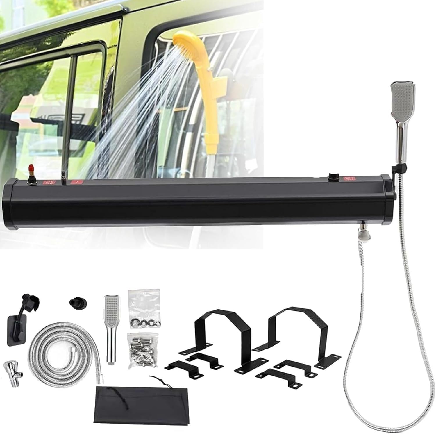 Solar Shower, Road Camping Shower,18L/20L/30L Pressurized Water Tank, for Overlanding, Outdoors Activities Compatible