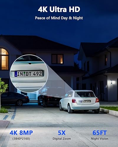 Miniatura 7 de 【Almacenamiento de 90 días y 4K Ultra HD】 Sistema de cámara de seguridad con cable, cámaras de seguridad POE para exteriores, sistema de cámara IP,