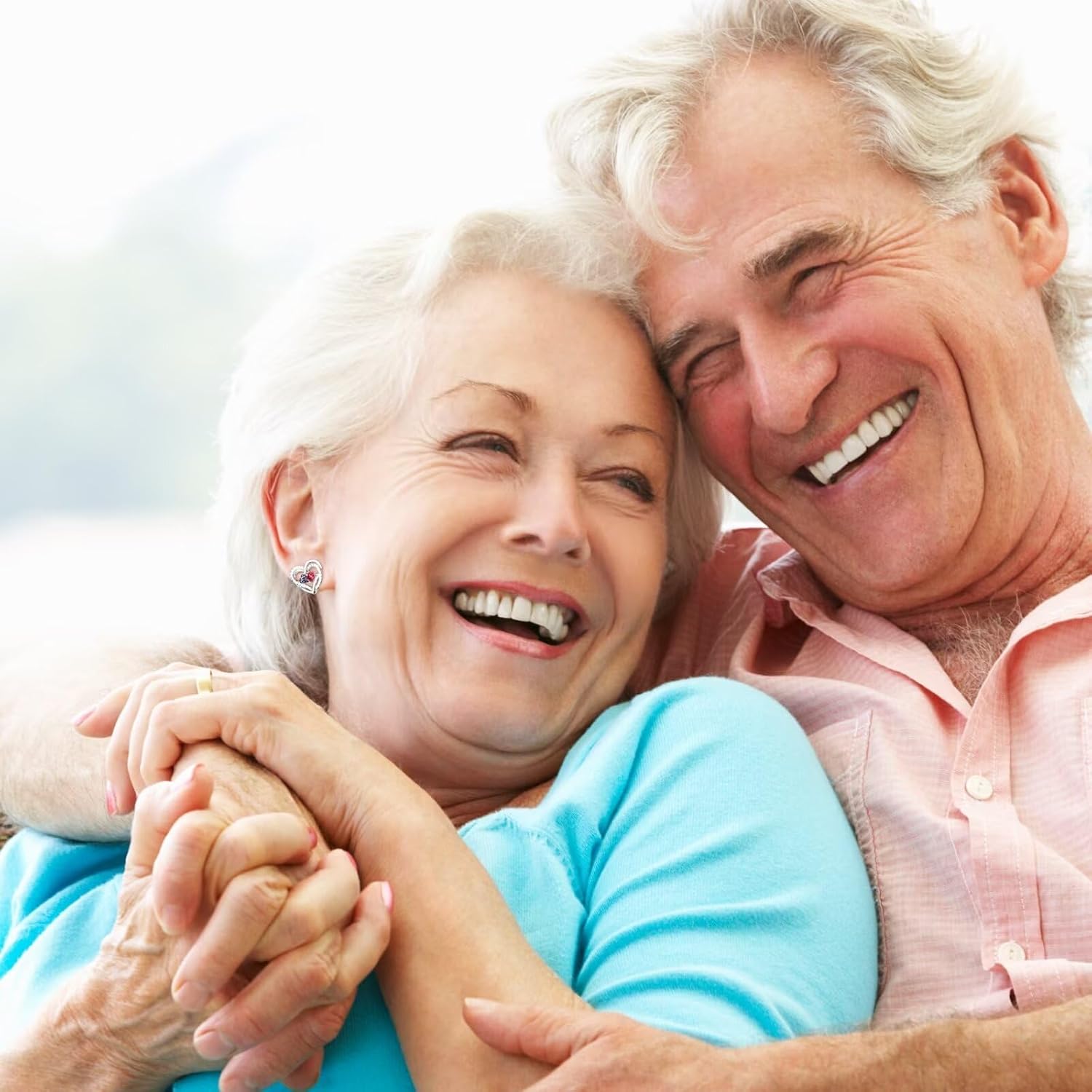 Iefil 925 Sterling Silver Double Birthstone Earrings, Heart Birthstone Stud Earrings, Anniversary Birthday Gifts for Women Christmas Valentines Gifts for Her Wife Girlfriend Mom - Image 4