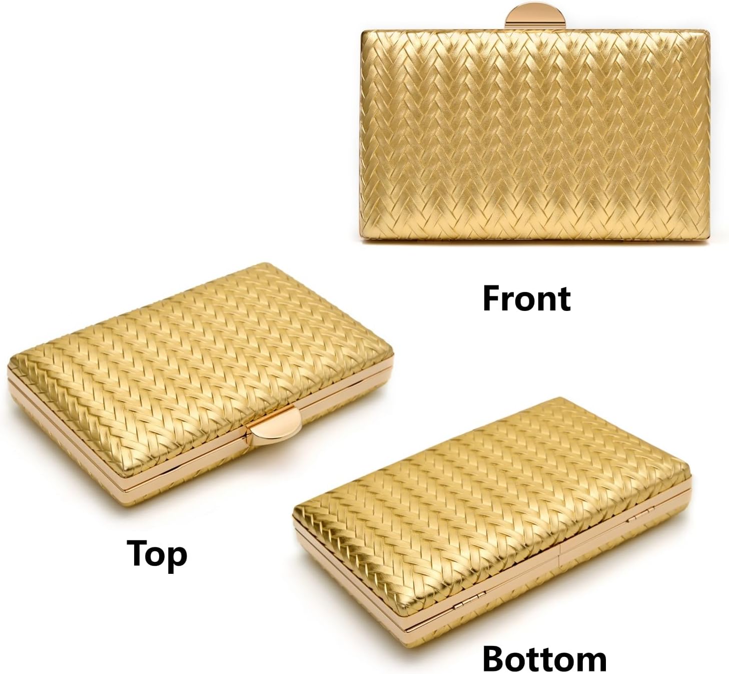 Gurina Elegant Woven PU Leather Clutch Purse for Women - Formal Evening Bags with Detachable Chain, for Weddings Parties - Image 7