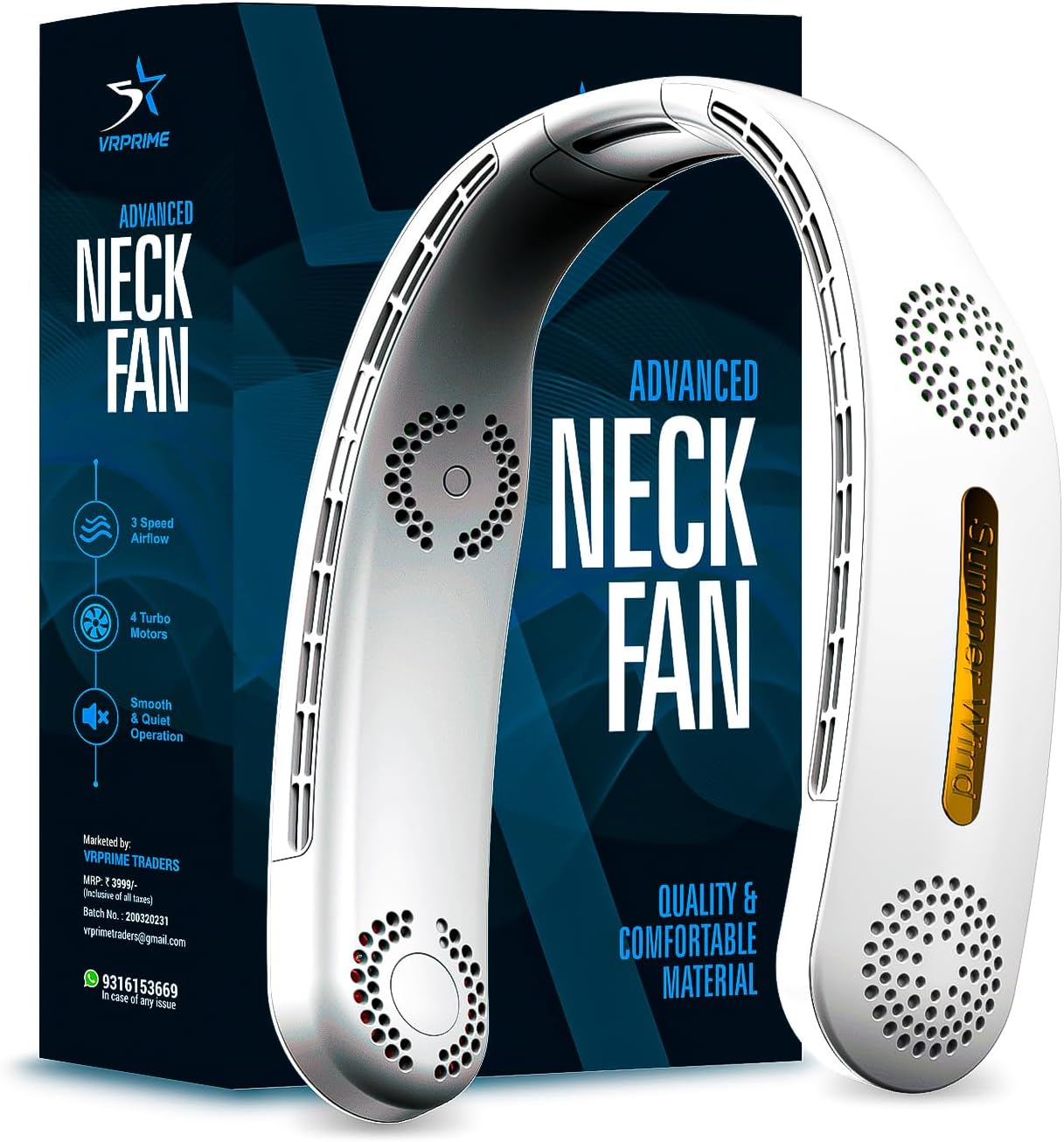 BLAUX Portable Neck Fan Rechargeable Wearable Air Conditioner with