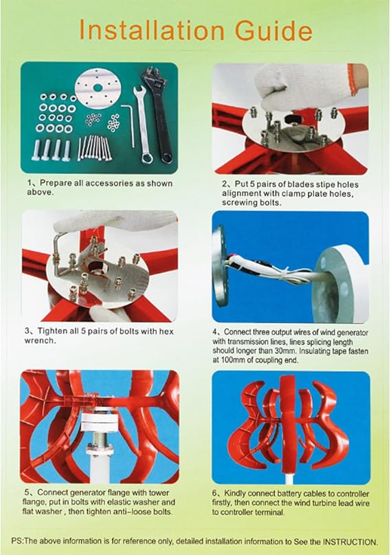 3000W Noiseless Vertical Wind Turbine Generator Kit,12V 24V 48V with MPPT Controller Small Low Noise Wind Turbine Generator Suitable for Household Gardens