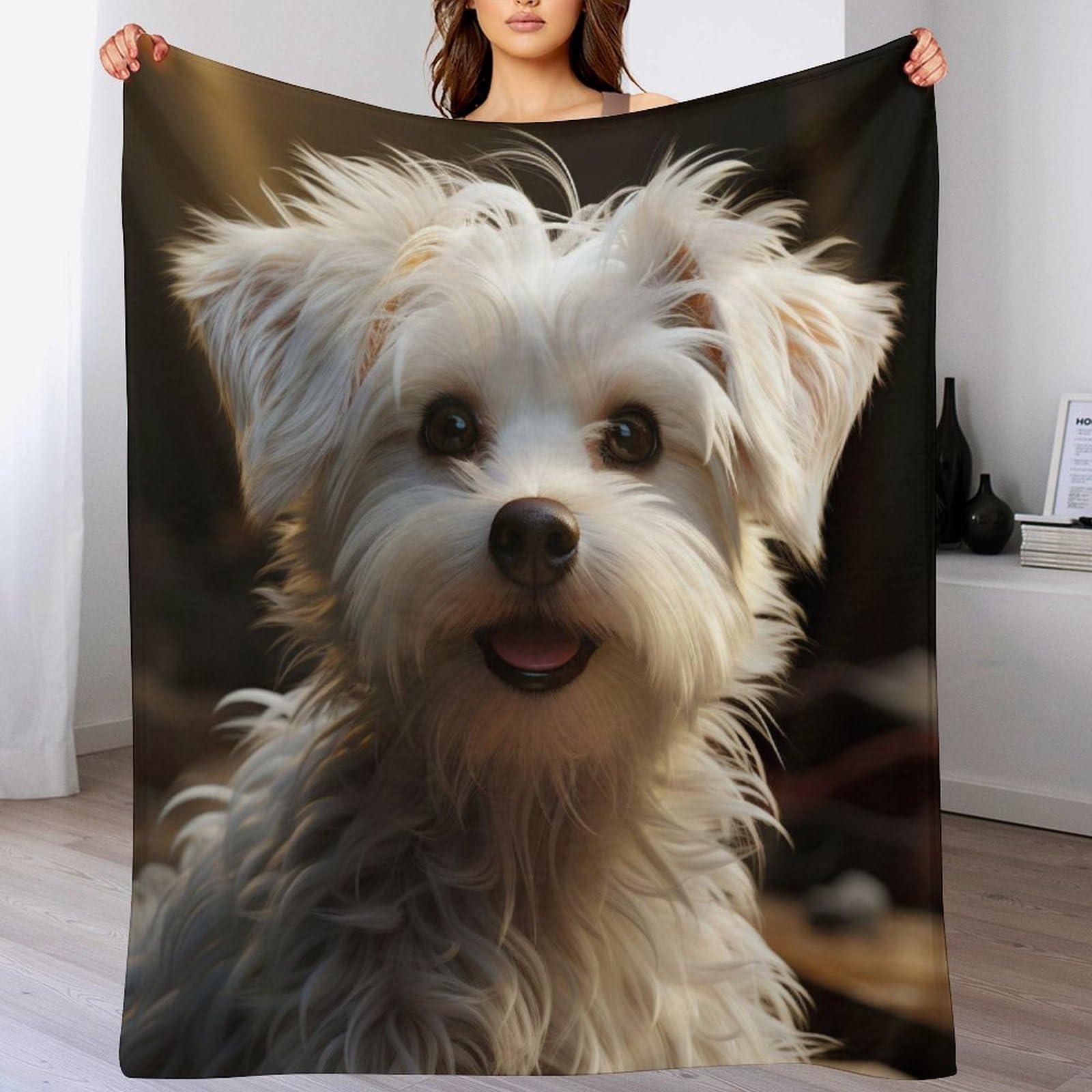 Couverture chien douce en polaire pour vos soirées cocooning sur le canapé du salon