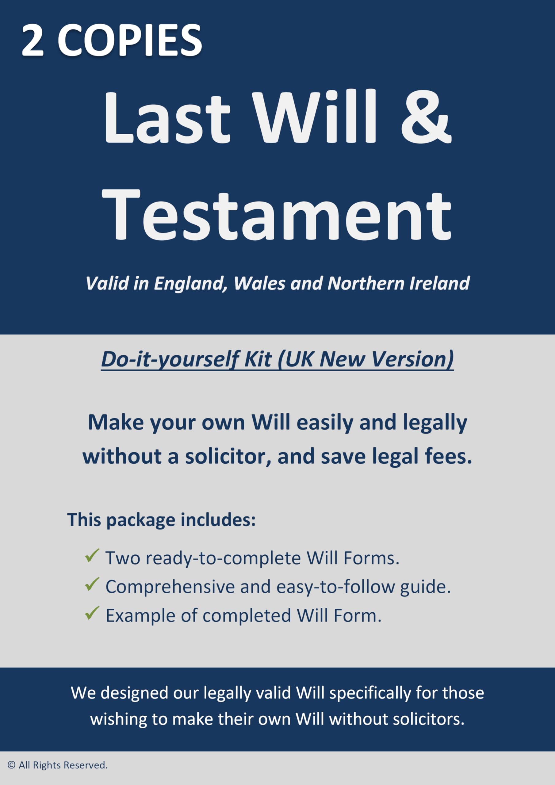 Last Will and Testament Kit 2025-26 UK | Will Writing Kit | Double Pack | Two Will Forms | Easy to Complete | Comprehensive Guide & Examples | Solicitor Approved | DIY Will Kit | For England and Wales
