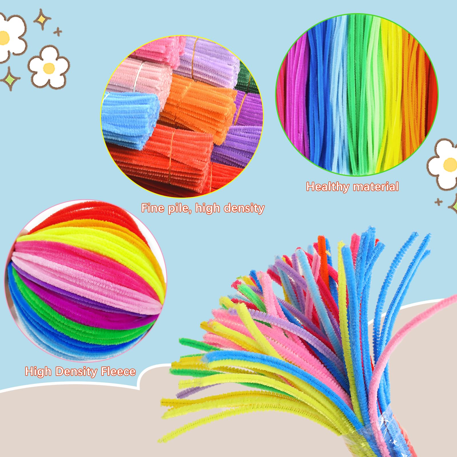300 Scovolini Colorati Per Lavoretti Fai Da Te - Set Con 210 Occhi Mobili, 200 Pompon Peluche, Forbici E Colla, 10 Colori, 30 Cm - copertina